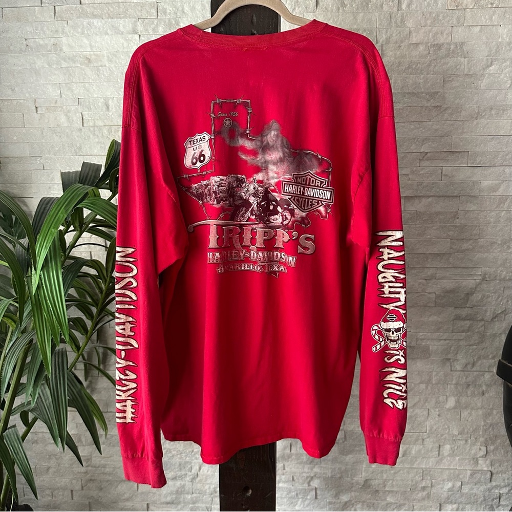HARLEY DAVIDSON Naughty is Nice Trips Amarillo Texas Long Sleeve Shirt Size 2XL